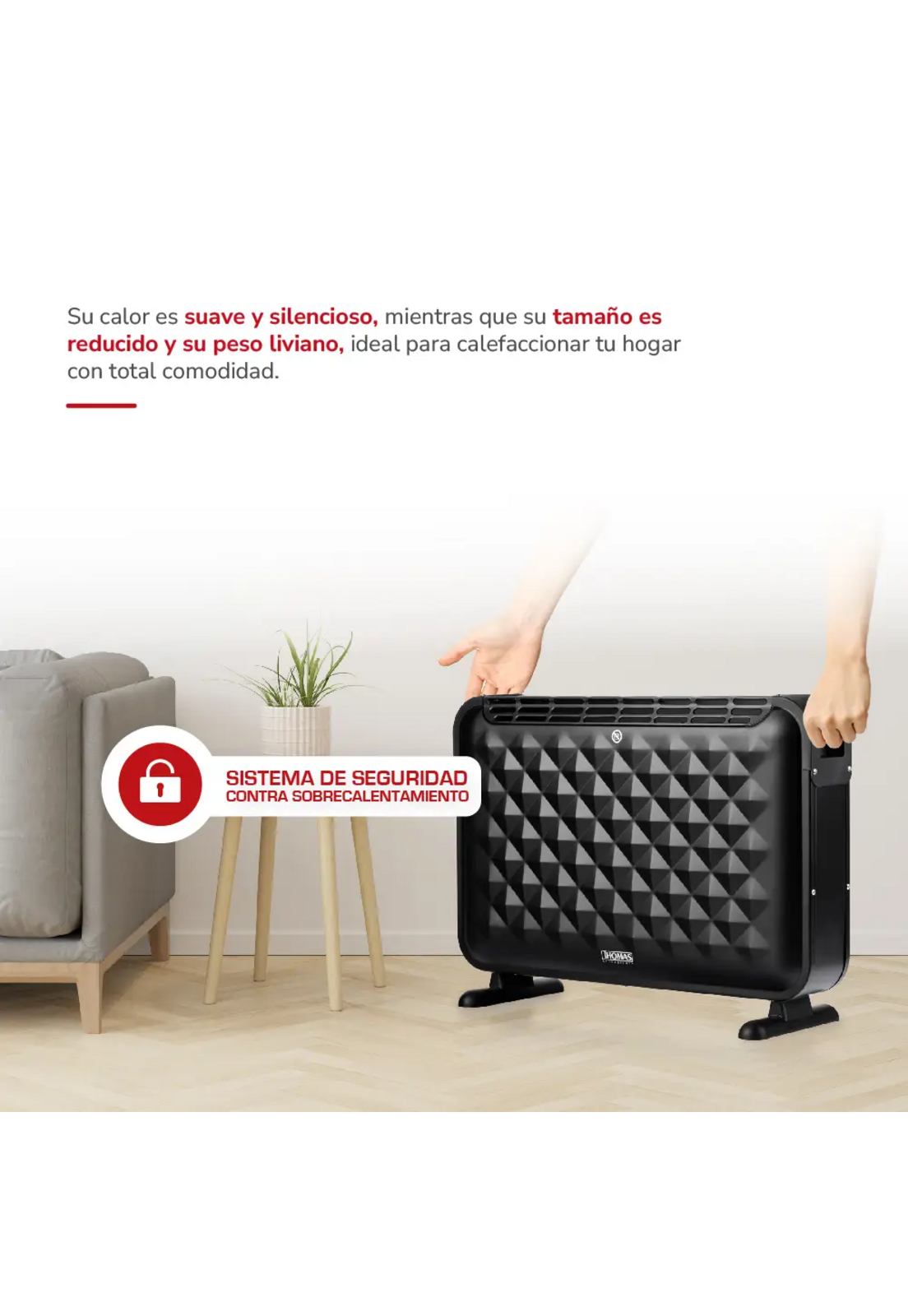 Calefactor Convector Thomas TH-CV52 2000W 3 Temp Termostato-3