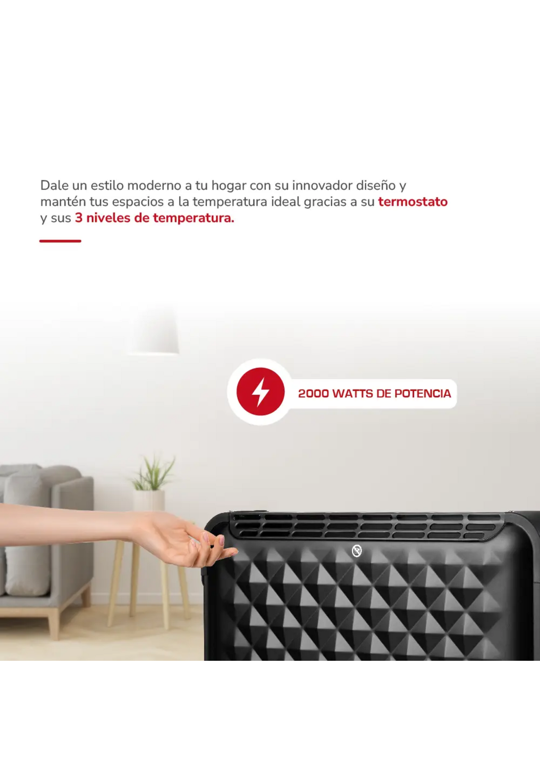 Calefactor Convector Thomas TH-CV52 2000W 3 Temp Termostato-6