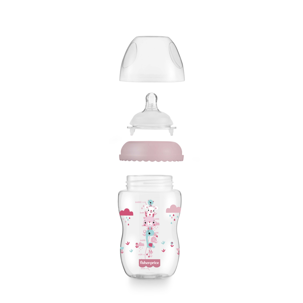 Mamadera  Fisher Price First Moments Boca Ancha 330 ml Rosa-1