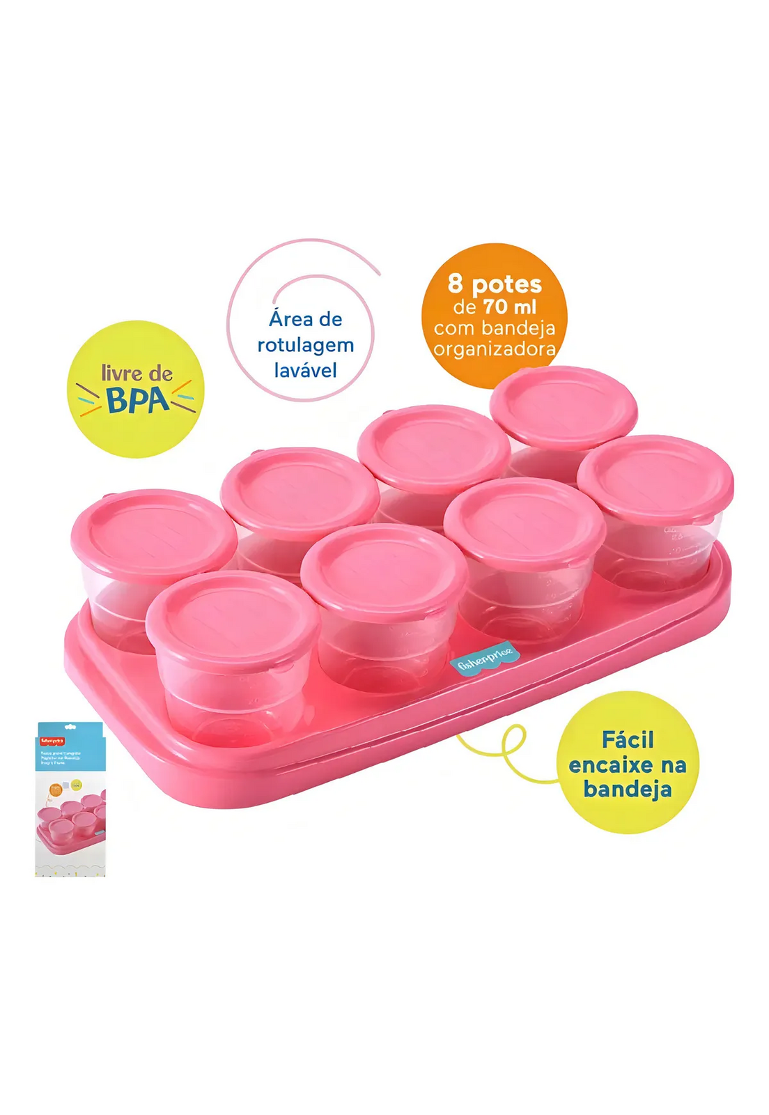 Potes para Congelar Papilla Bandeja 8 Fisher Price Rosado-4