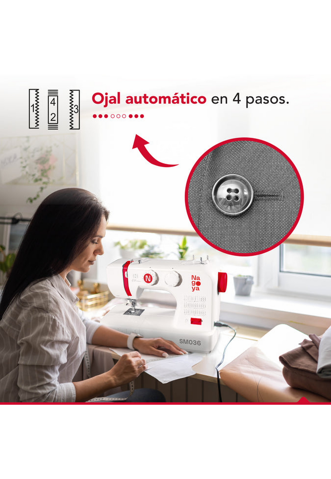 Máquina Coser Nagoya SM036 36 Puntadas Enhebrador Automático-3