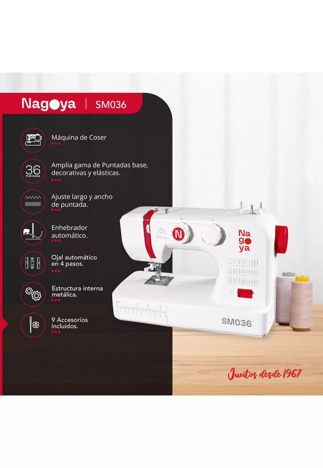 Máquina Coser Nagoya SM036 36 Puntadas Enhebrador Automático-5