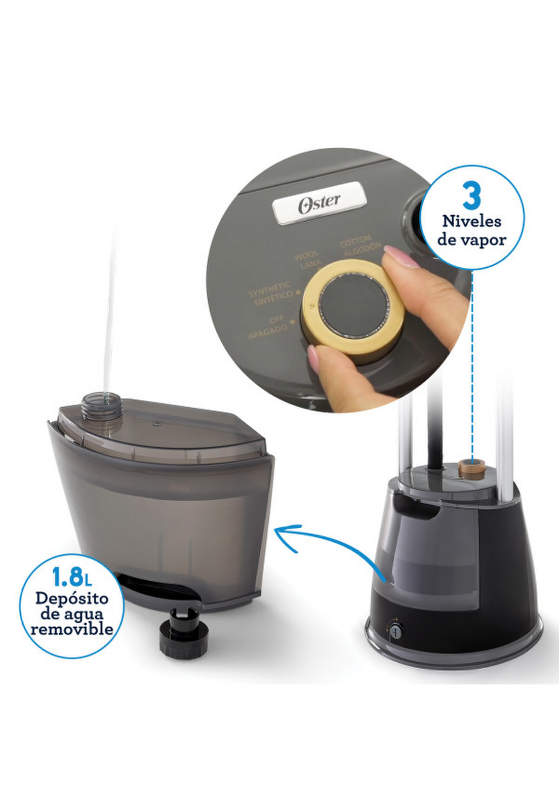 Vaporizador Centro De Planchado Oster 1800W Con Gancho 1,8L-9