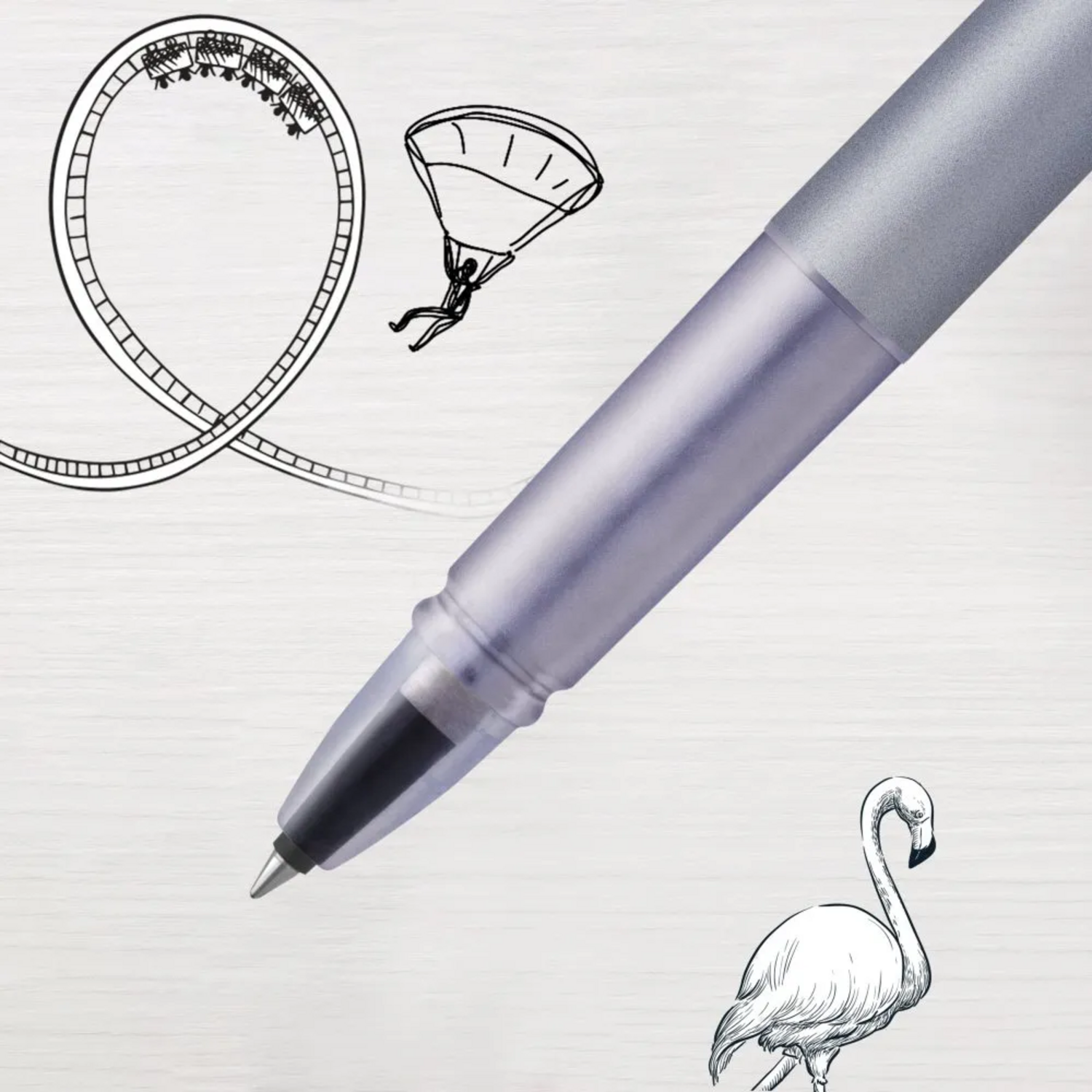 Bolígrafo Rollerball Parker Vector XL Celeste Met Tint Negra-4