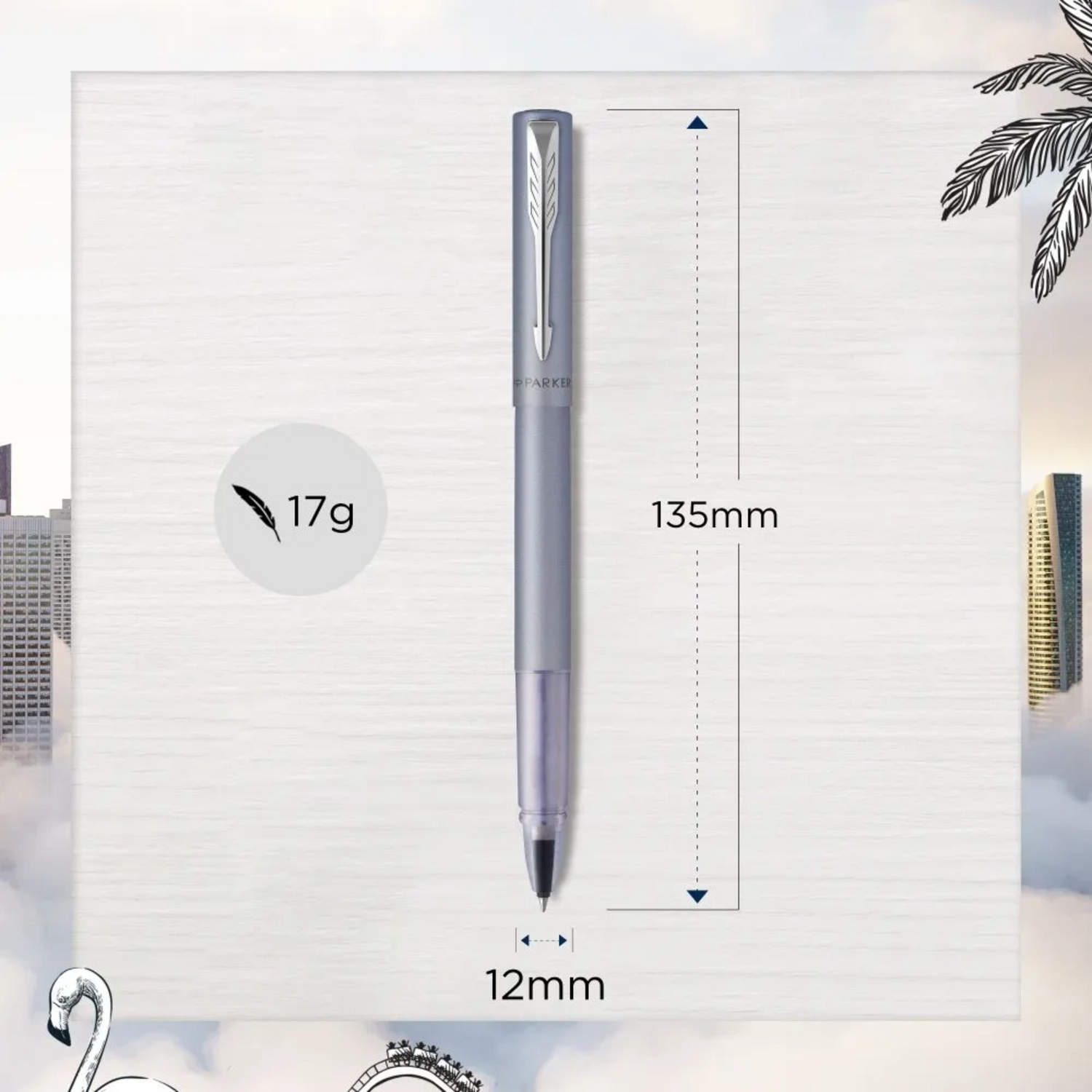 Bolígrafo Rollerball Parker Vector XL Celeste Met Tint Negra-5