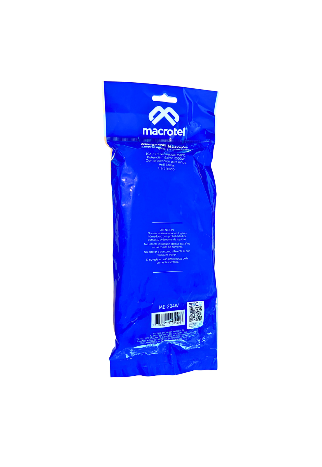 Alargador Zapatilla Macrotel 3 Mt 4 Pos 10A Blanco-4