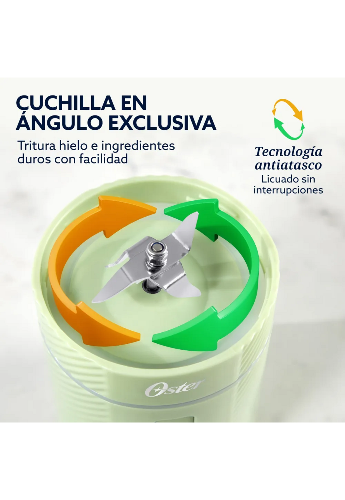 Licuadora Portatil Recargable USB-C Oster GoMax 590 ML Verde-6