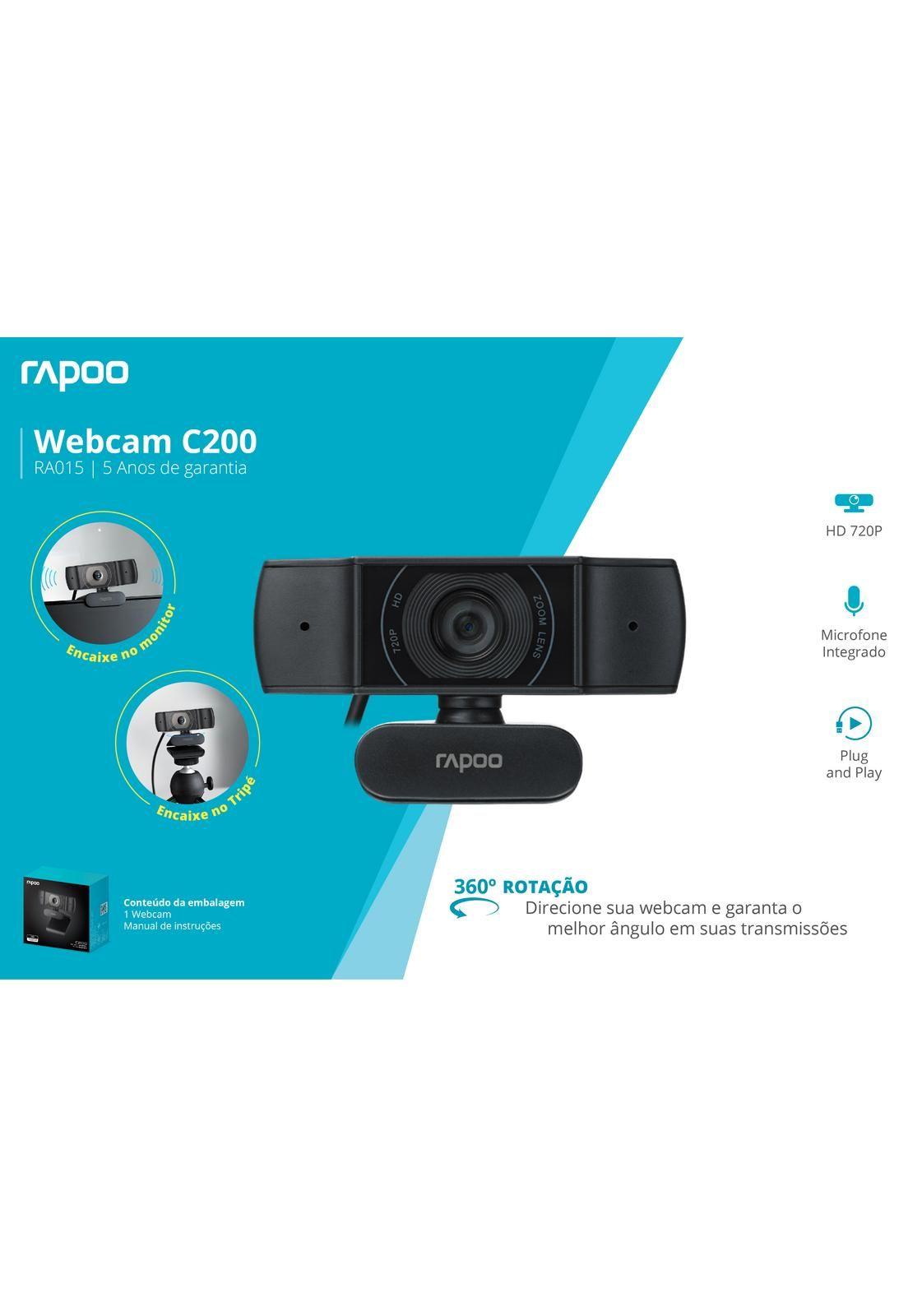 Webcam Rapoo 720P Foco Automatico C200 RA015-6