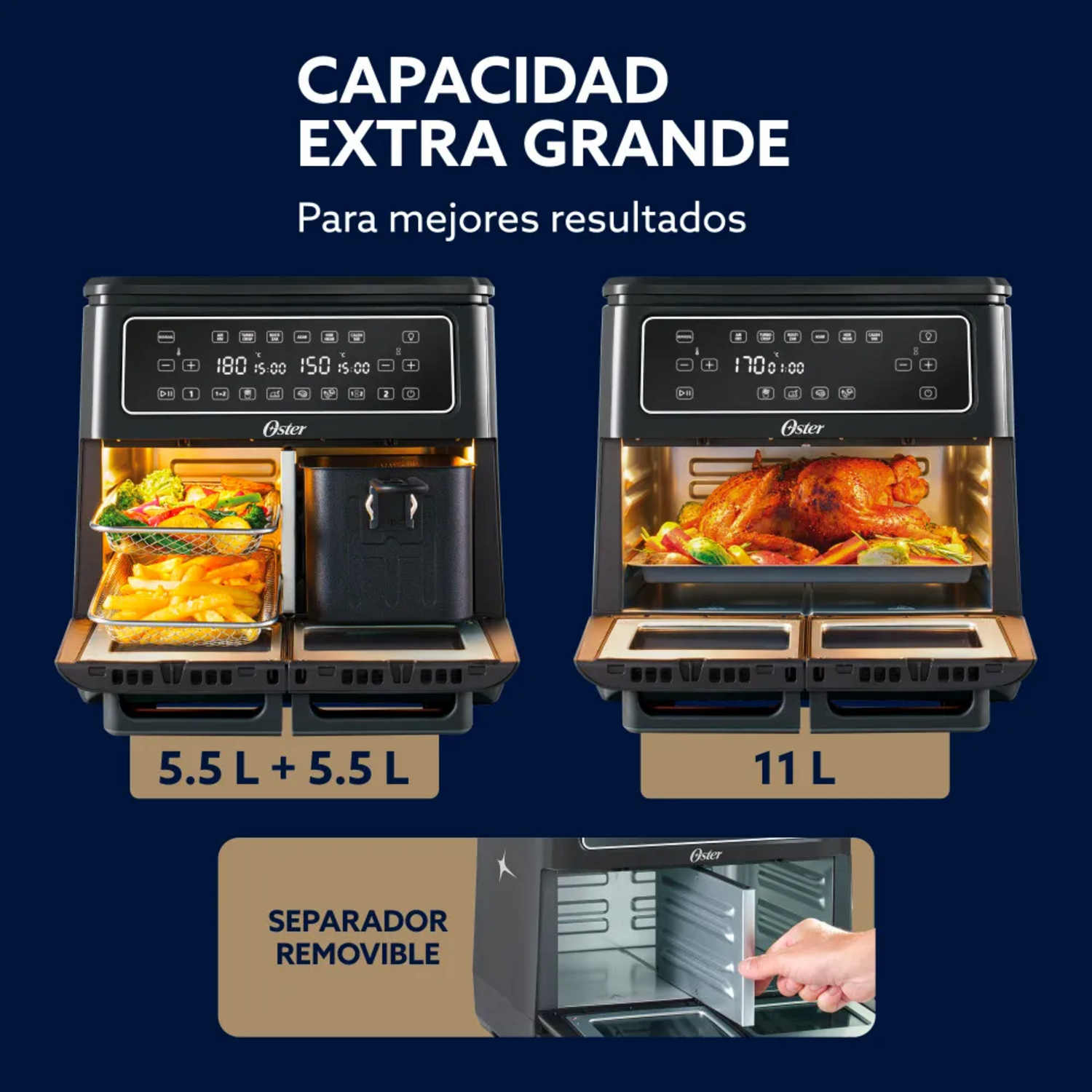Freidora Air Fryer Oster Flex XL Doble 11 Litros 2223818-2