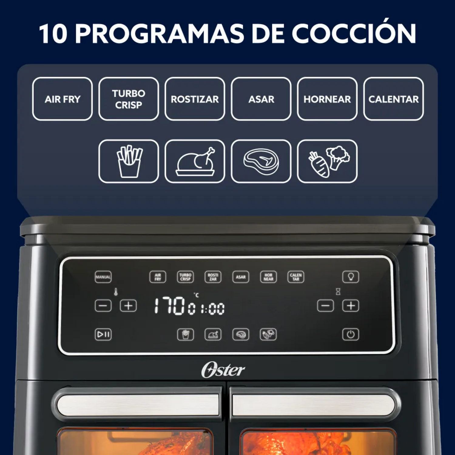 Freidora Air Fryer Oster Flex XL Doble 11 Litros 2223818-9