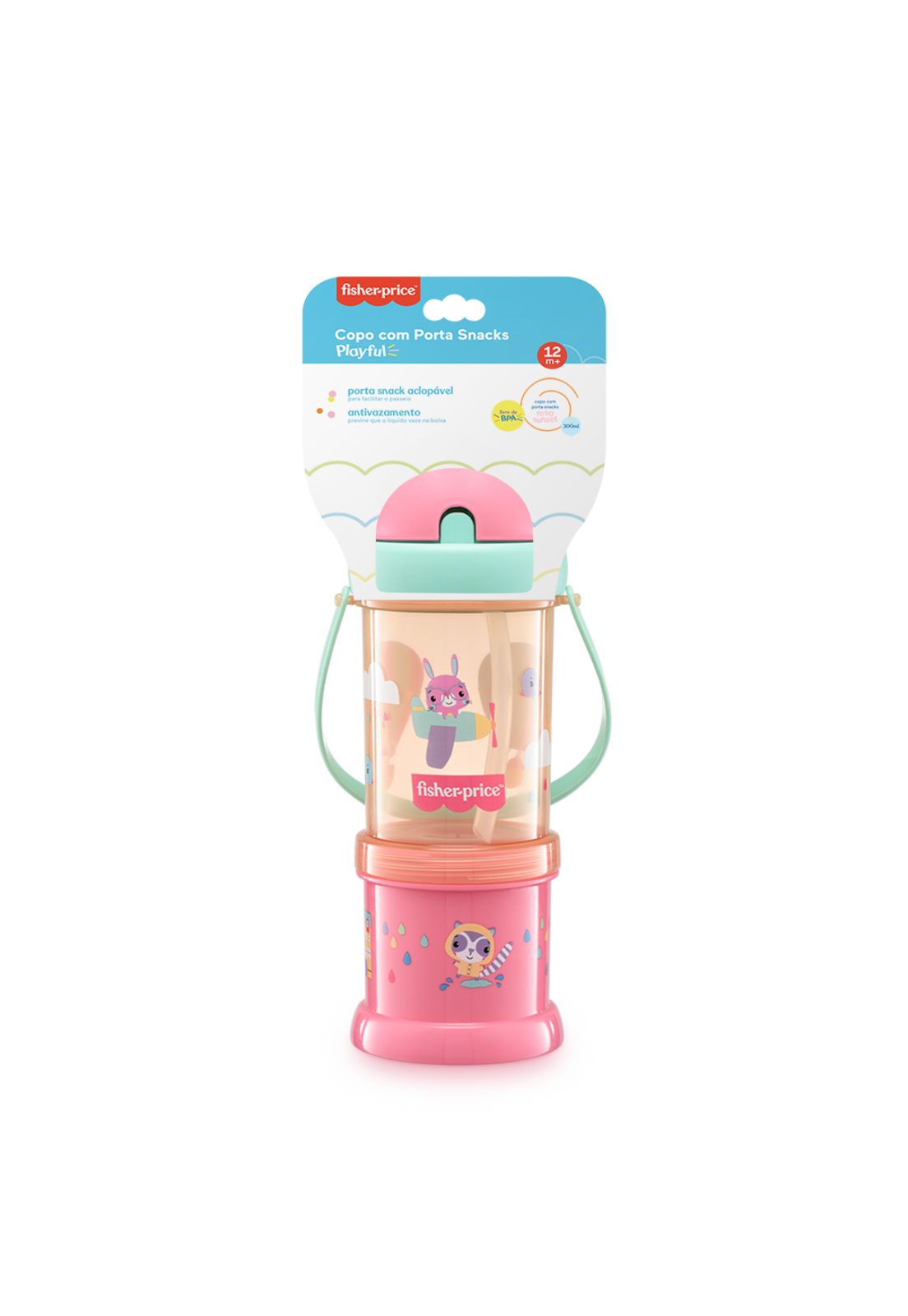 Vaso Porta Snack Fisher Price Playfyl Rosa Sunset BB1013-2