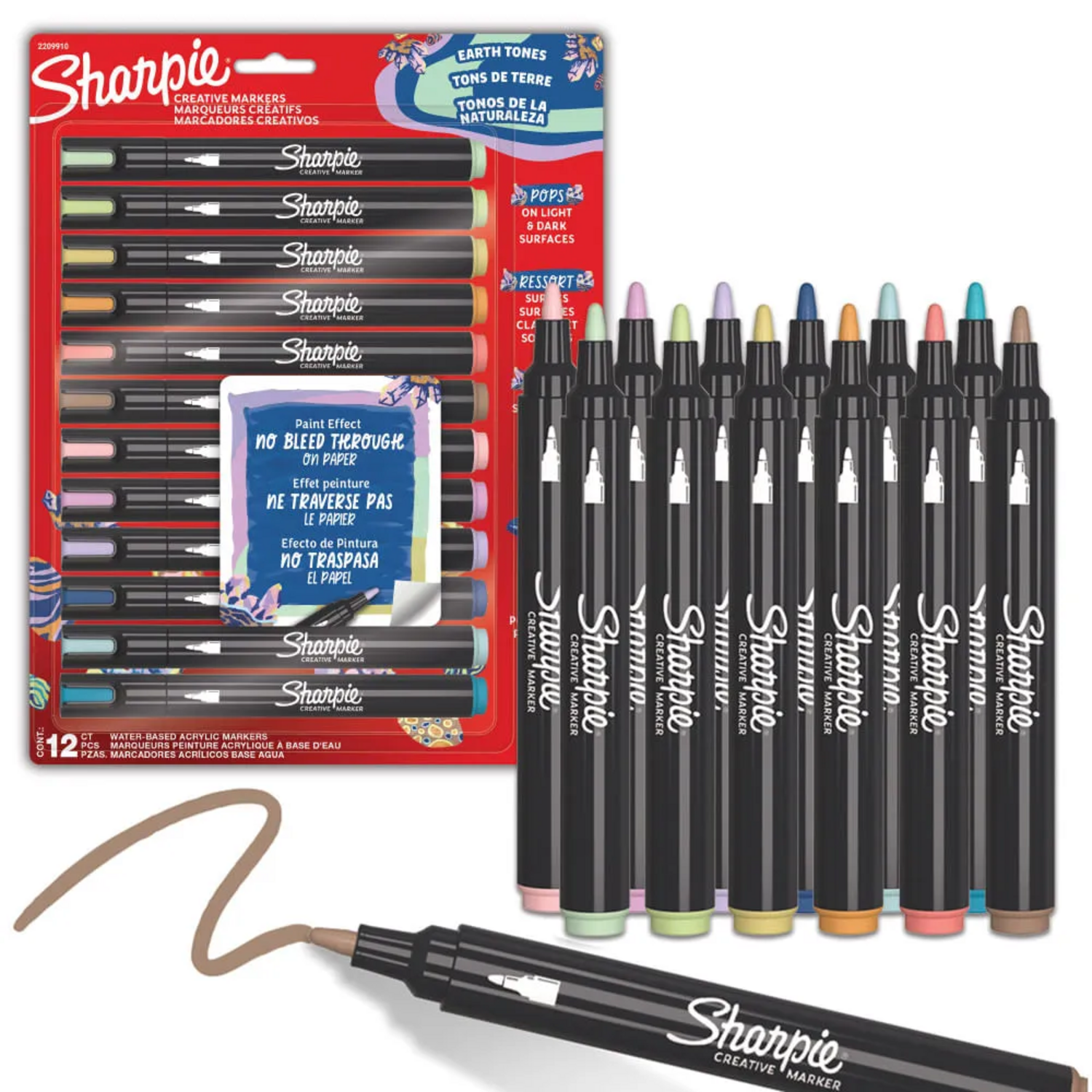 Set Lapices Acrilico Sharpie 12 Tonos Naturaleza Punta Bala-0