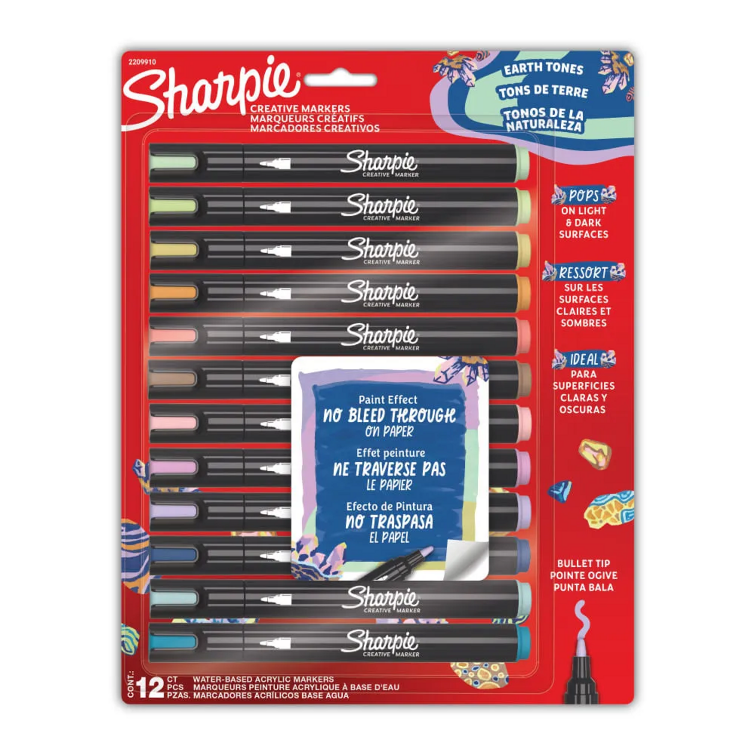 Set Lapices Acrilico Sharpie 12 Tonos Naturaleza Punta Bala-3