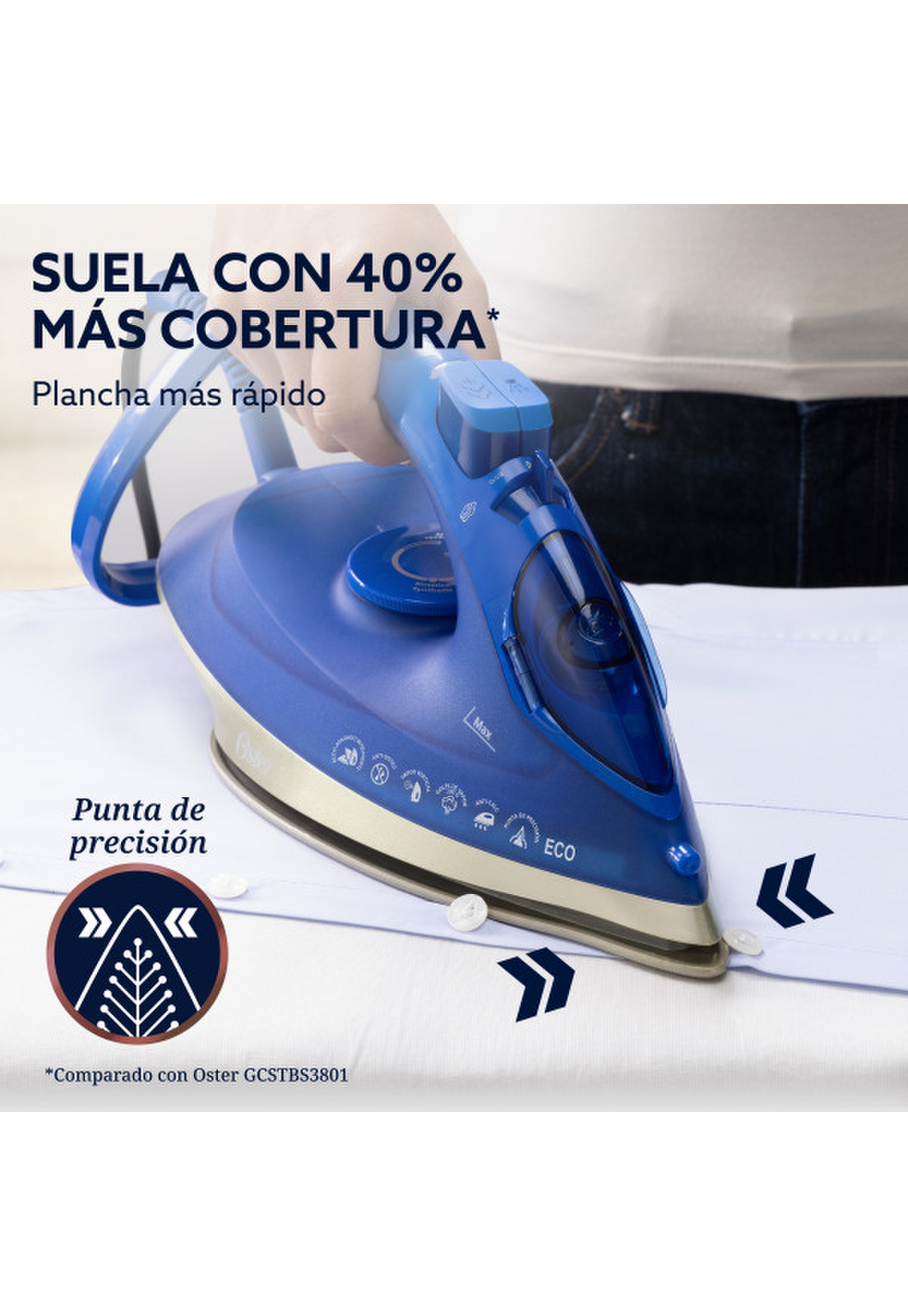 Plancha Oster AeroGlide Max S7800 Vapor 200g Modo Eco-2