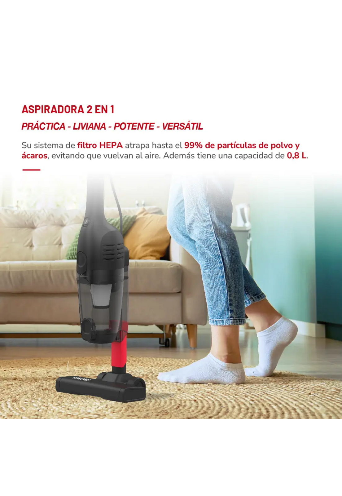 Aspiradora Vertical 2 en 1 Thomas TH-1020C Filtro HEPA 600W-3