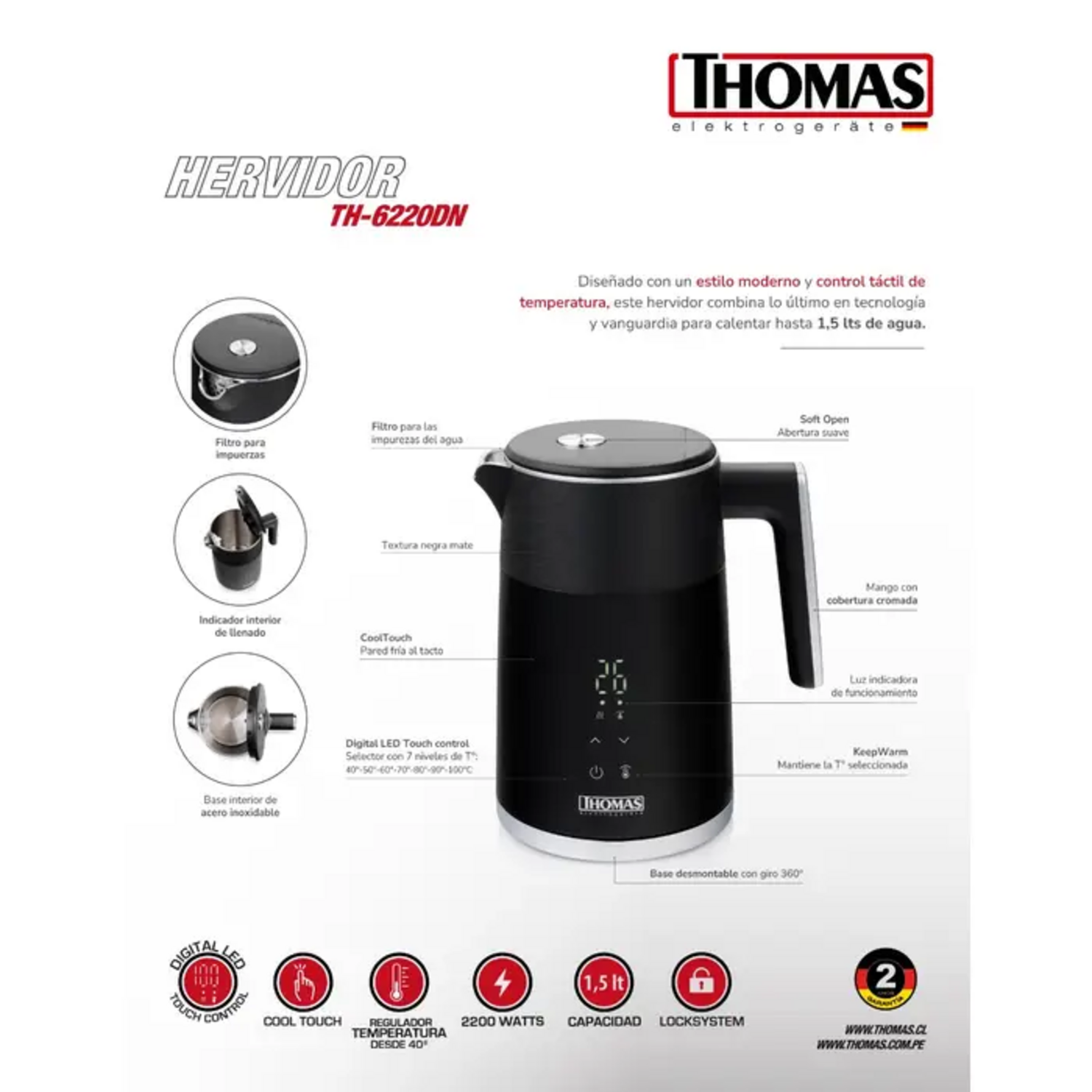 Hervidor Thomas TH-6220DN 1.5L Control Temperatura-4