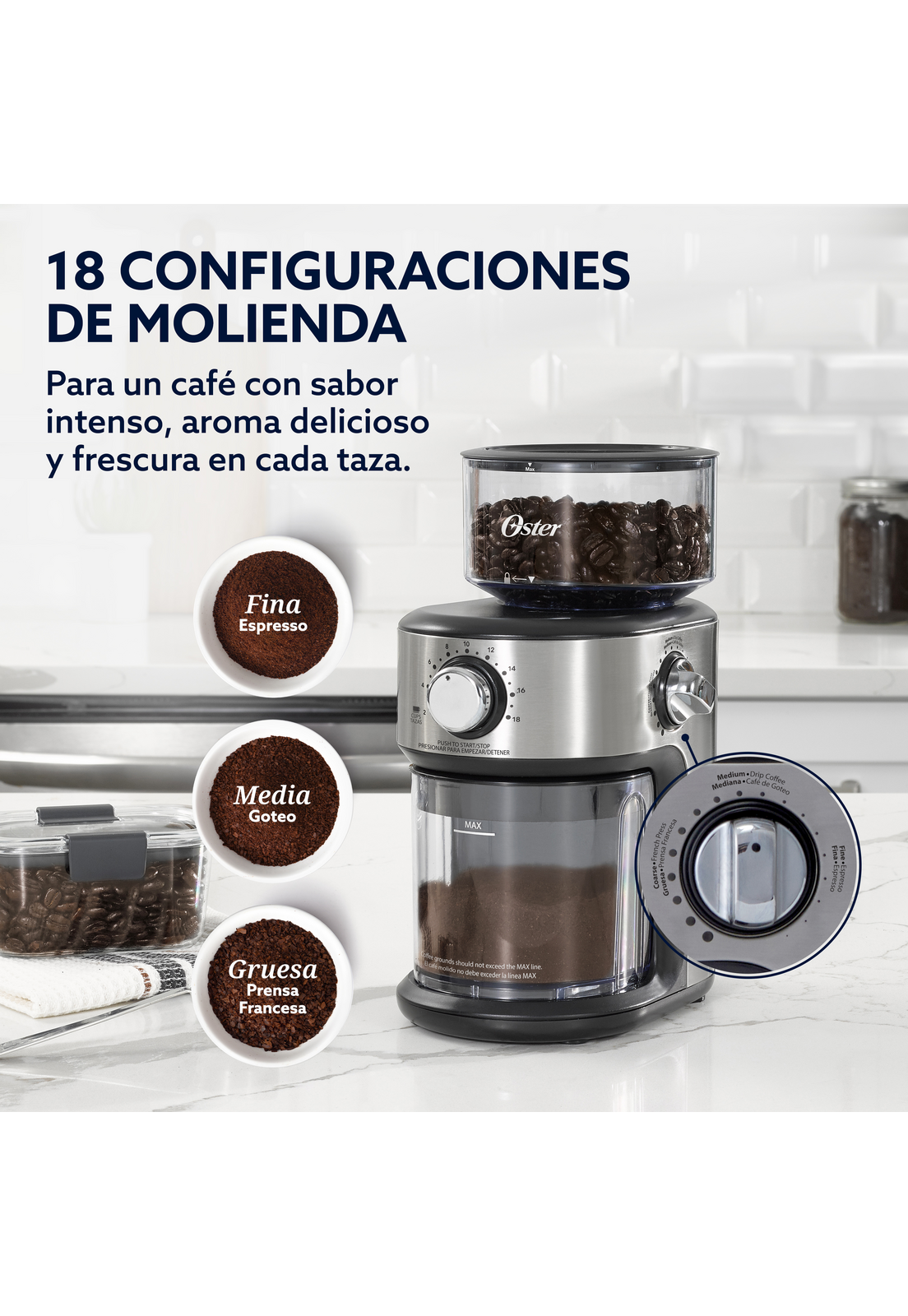 Molinillo de Café Oster Automático Muelas 18 Niveles 227g-4