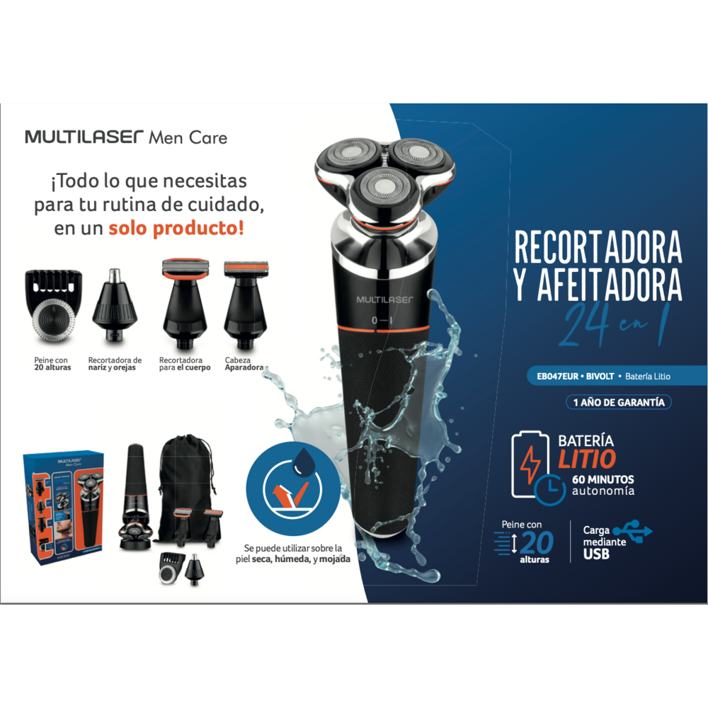Rasuradora y Afeitadora Multilaser 24 en 1 EB047-2