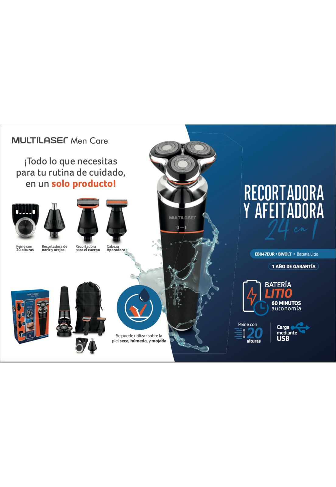 Rasuradora y Afeitadora Multilaser 24 en 1 EB047-2