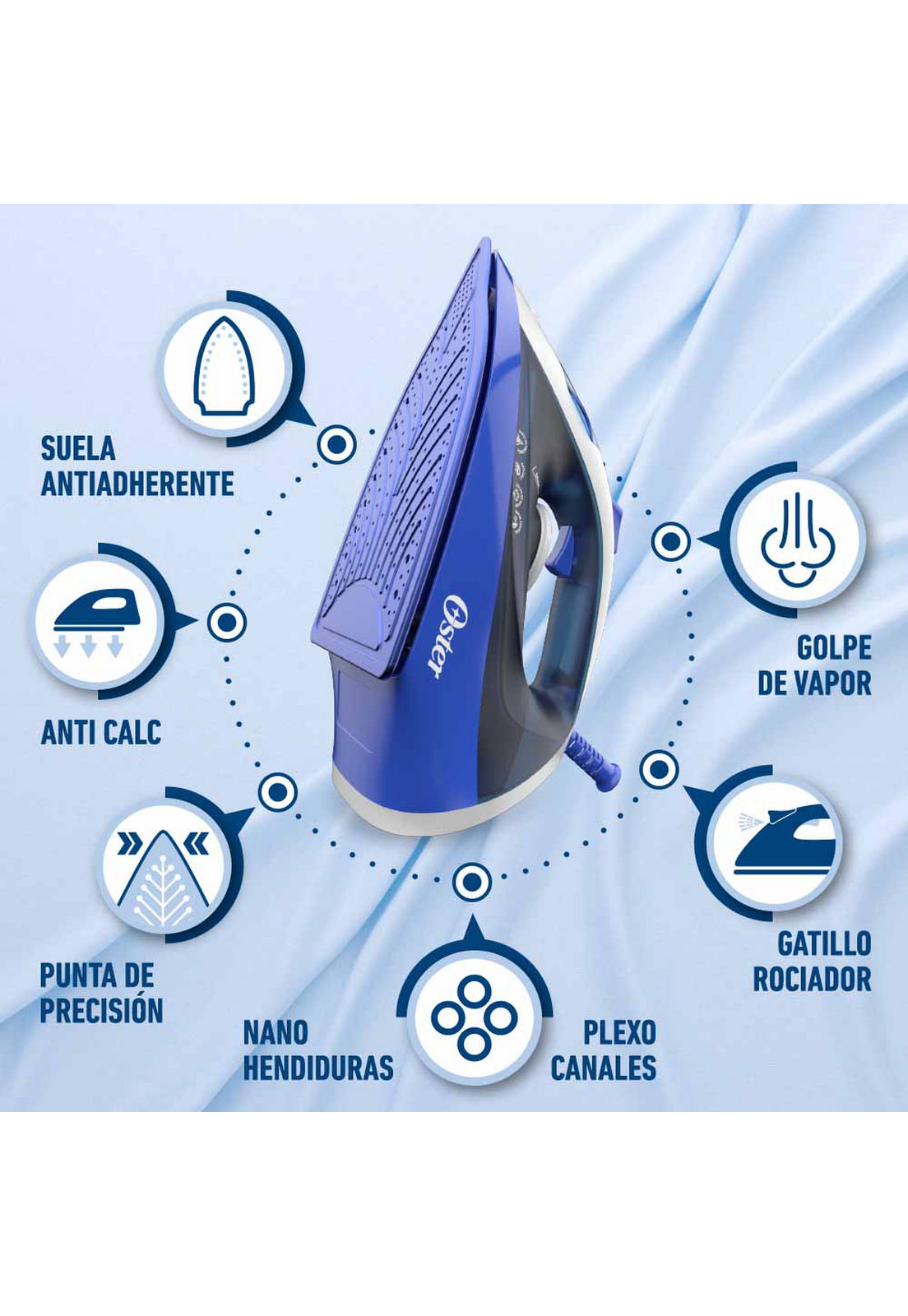 Plancha a Vapor Oster 6003 Azul-3