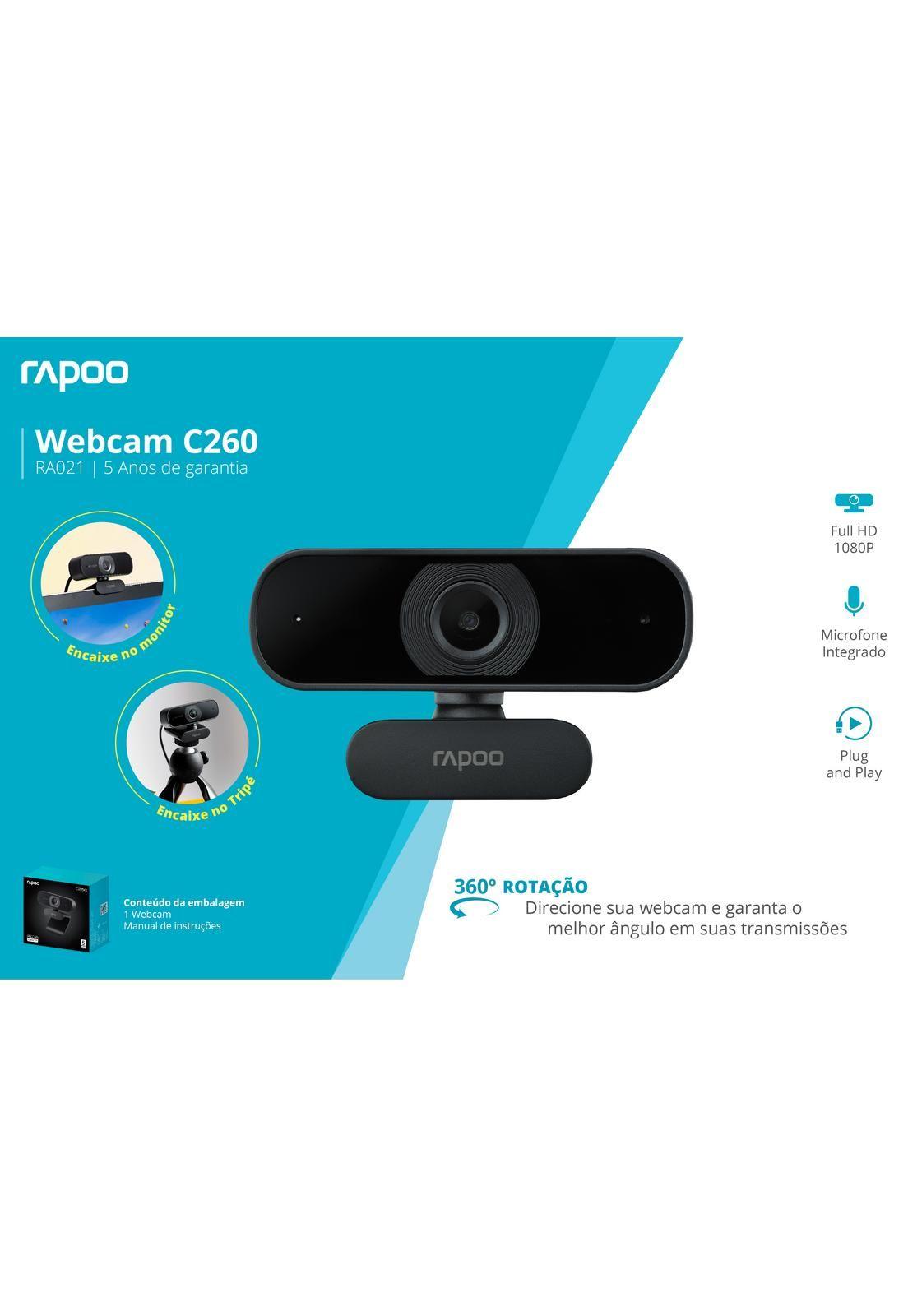 Webcam Rapoo Full HD 1080P Foco Automatico RA021-6