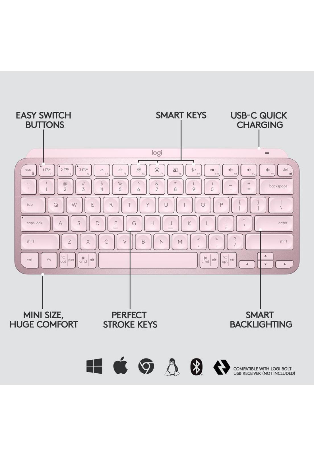 Teclado Logitech Mini MX Keys Rosa-4