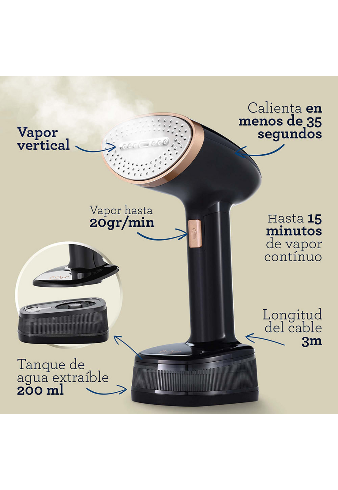 Plancha Vertical Oster Vaporizador GCSTF300 Negro-7