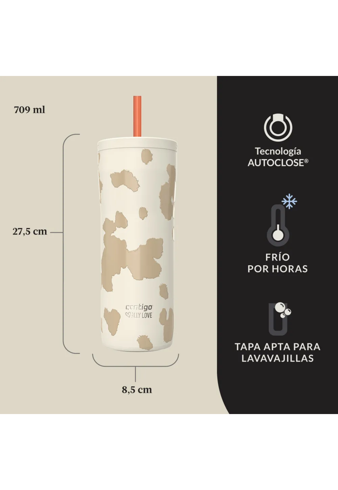 Vaso Termico 20H Frio Contigo Ally Love SV 2 Blanco 709 ml-2