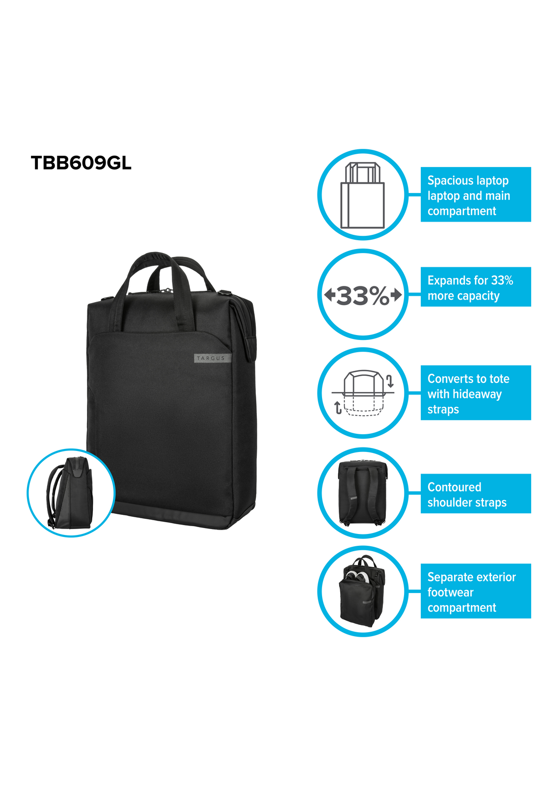 Mochila Notebook Targus 15-16 Work Convert TBB609-2