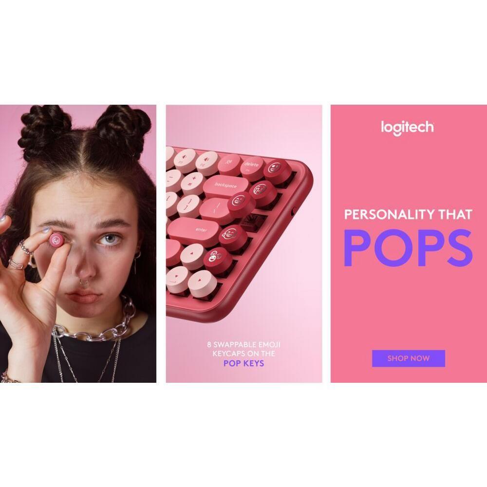 Teclado Logitech Pop Keys Rojo Heartbreaker-4