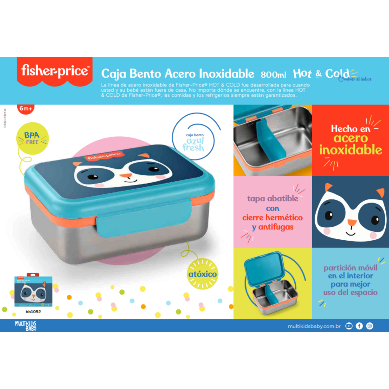 Lonchera Bento Box Acero Fisher Price Azul BB1092-2