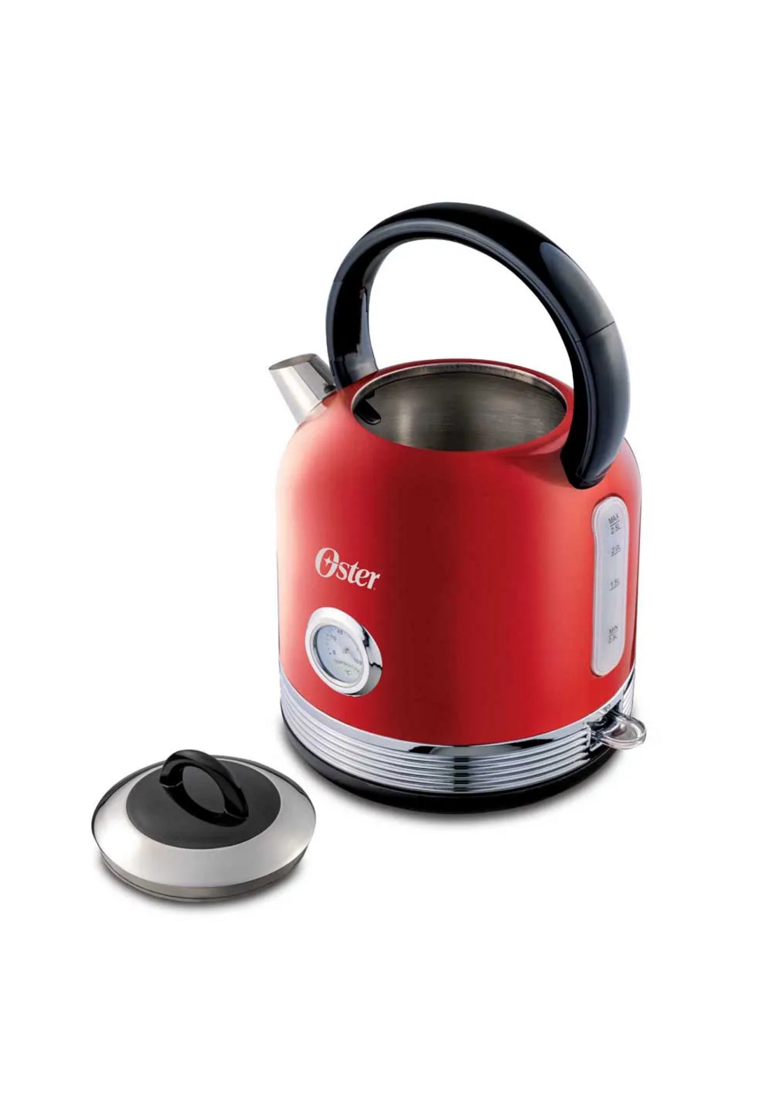 Hervidor Oster Rojo 2,5L Tipo Tetera con Termómetro Acero-3