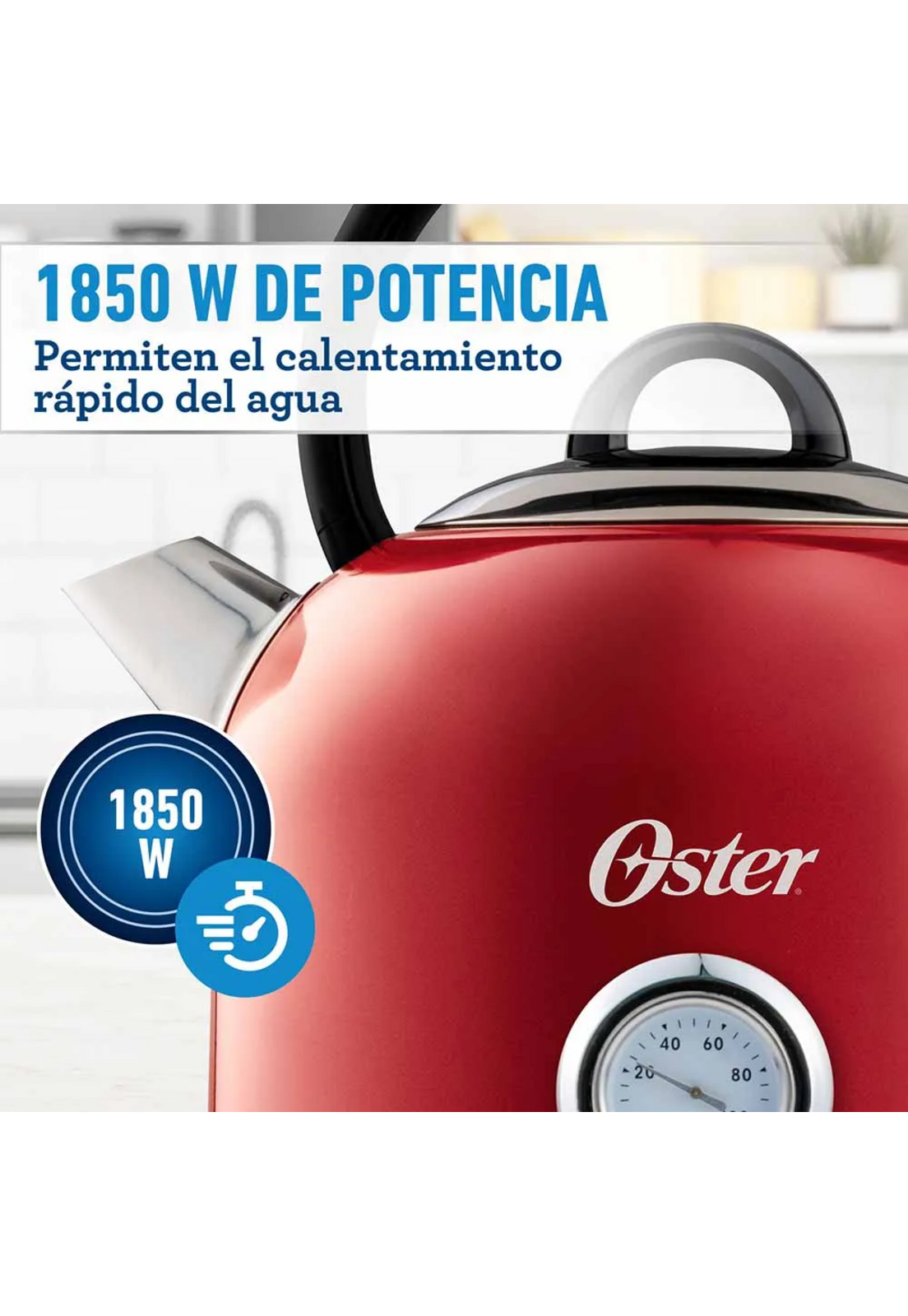 Hervidor Oster Rojo 2,5L Tipo Tetera con Termómetro Acero-4
