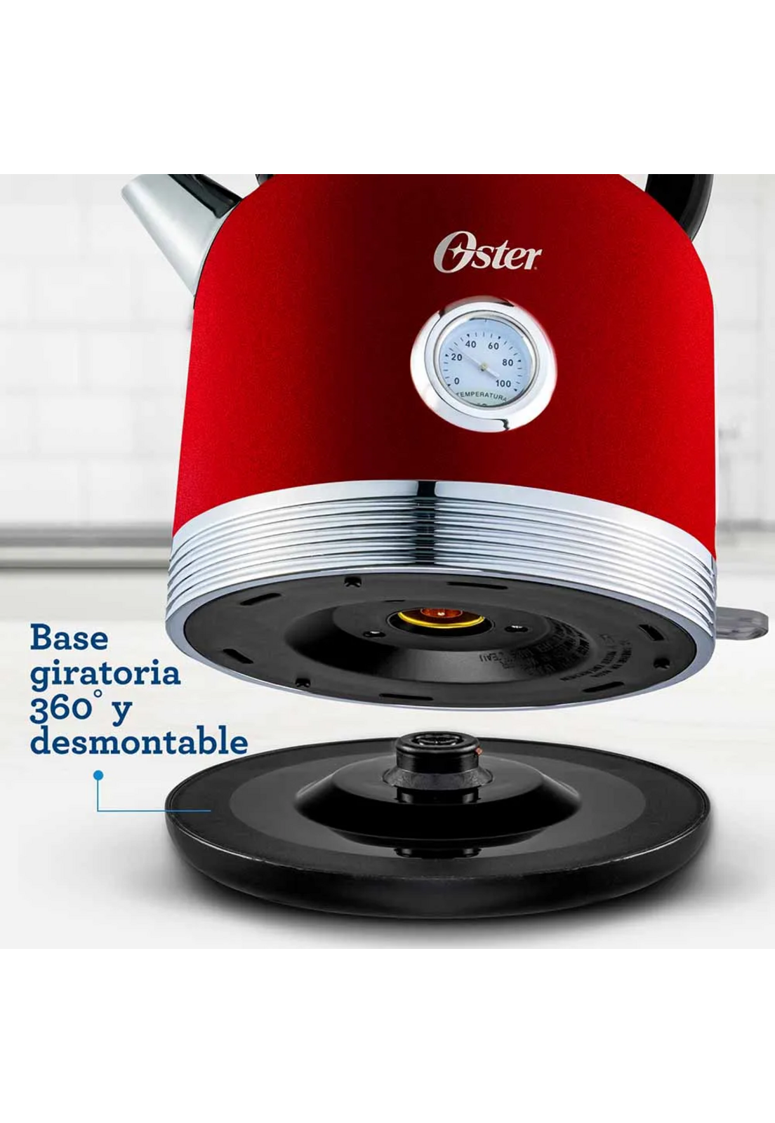 Hervidor Oster Rojo 2,5L Tipo Tetera con Termómetro Acero-8