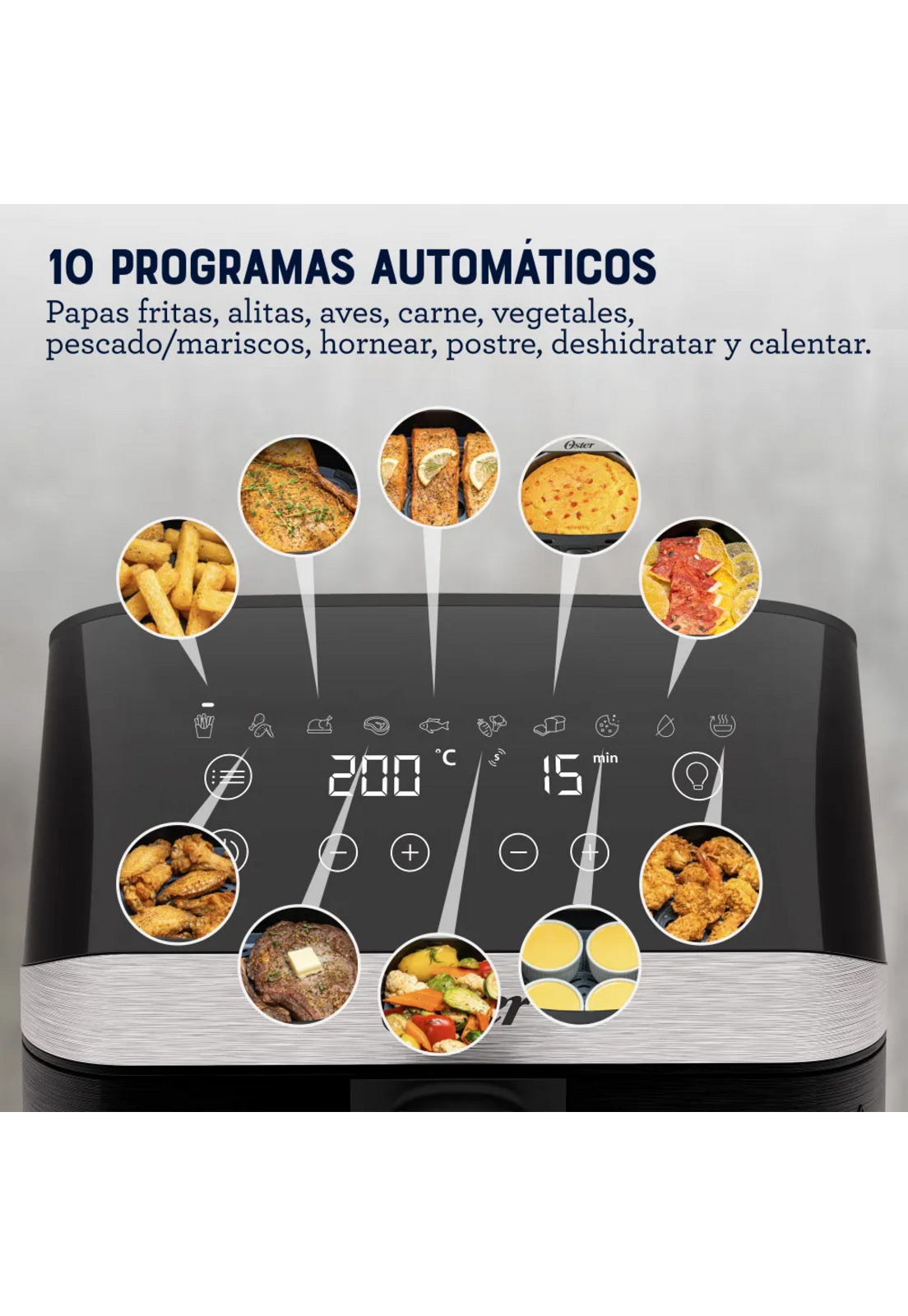 Freidora Air Fryer Oster 4L Visor 10 Prog 2204820-4