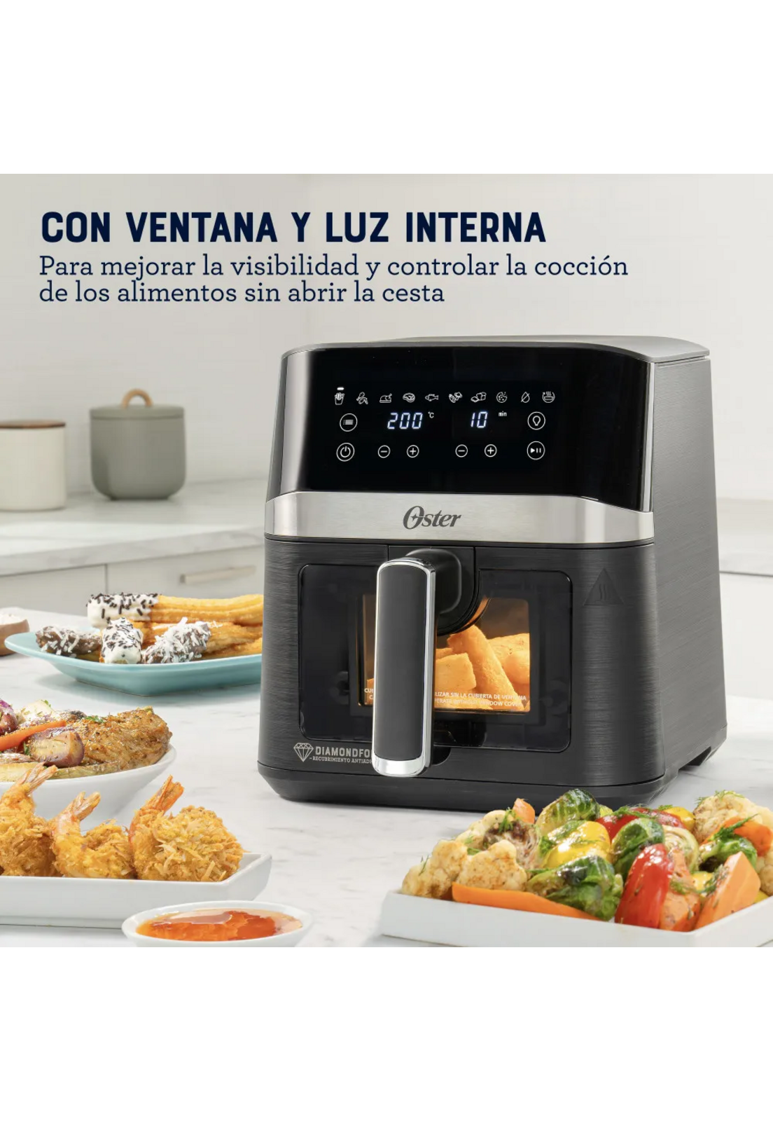 Freidora Air Fryer Oster 4L Visor 10 Prog 2204820-6