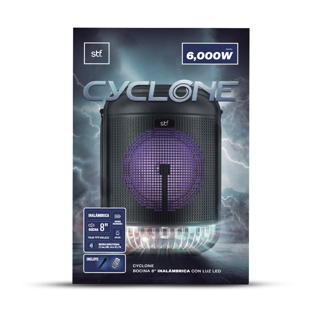 Parlante Inalambrico STF Cyclone 8 Luz Led S31806-3