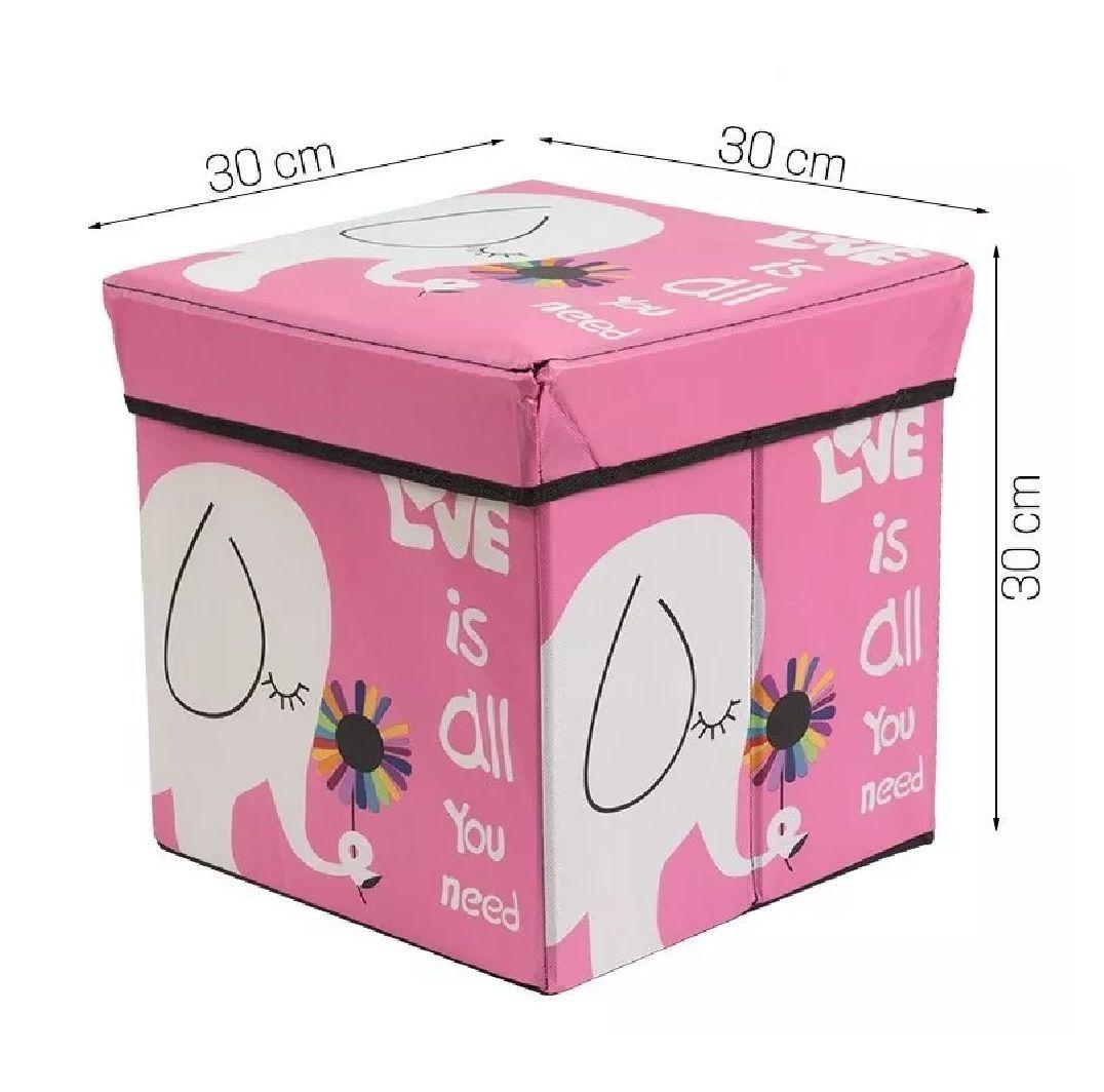 Organizador De Juguetes Plegable Caja De Almacenamiento Rosa Elefante-2