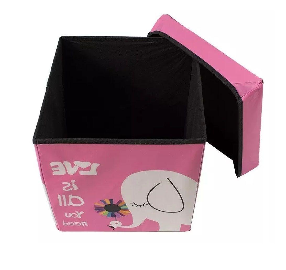 Organizador De Juguetes Plegable Caja De Almacenamiento Rosa Elefante-4