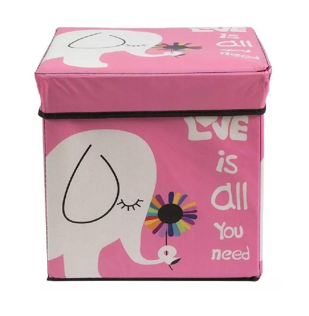 Organizador De Juguetes Plegable Caja De Almacenamiento Rosa Elefante-5