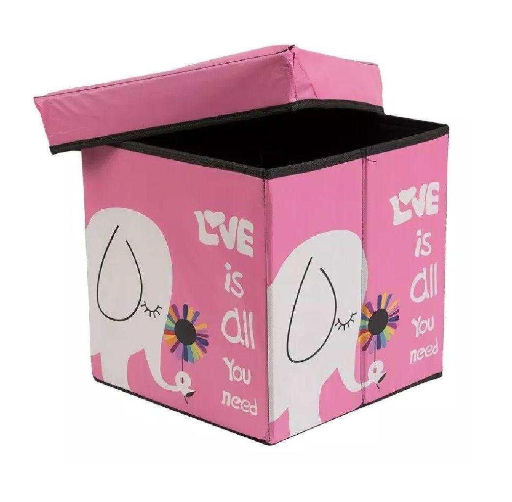 Organizador De Juguetes Plegable Caja De Almacenamiento Rosa Elefante-1