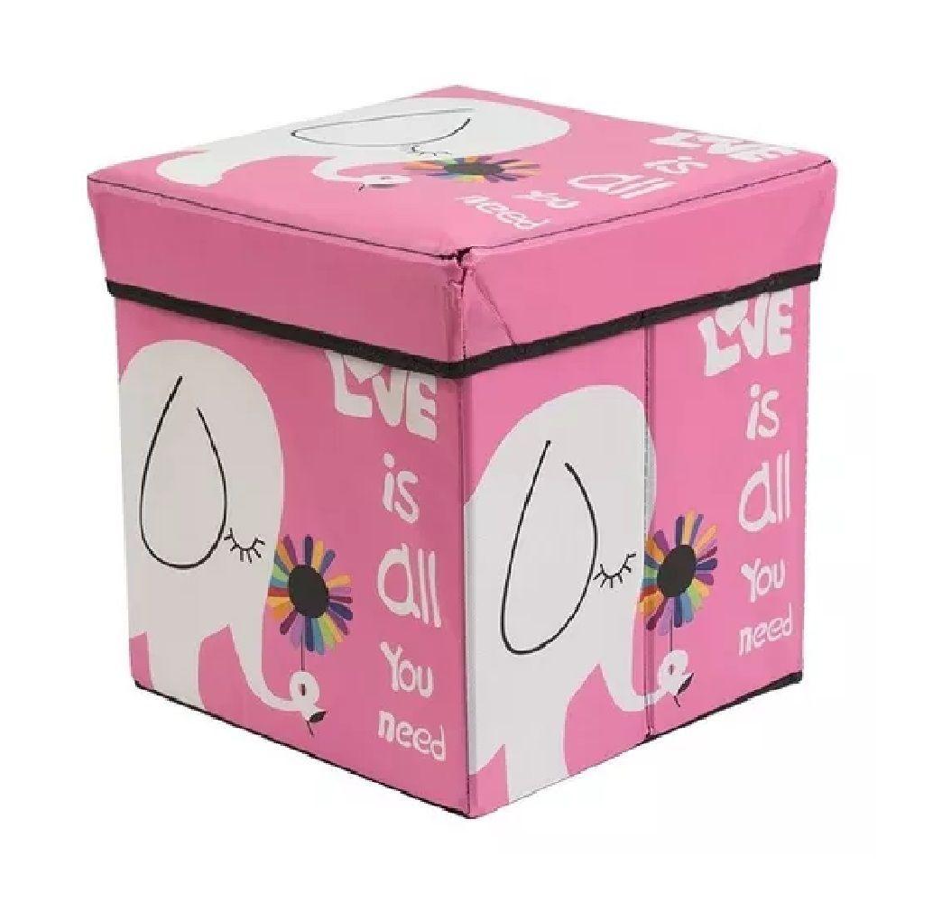 Organizador De Juguetes Plegable Caja De Almacenamiento Rosa Elefante-0
