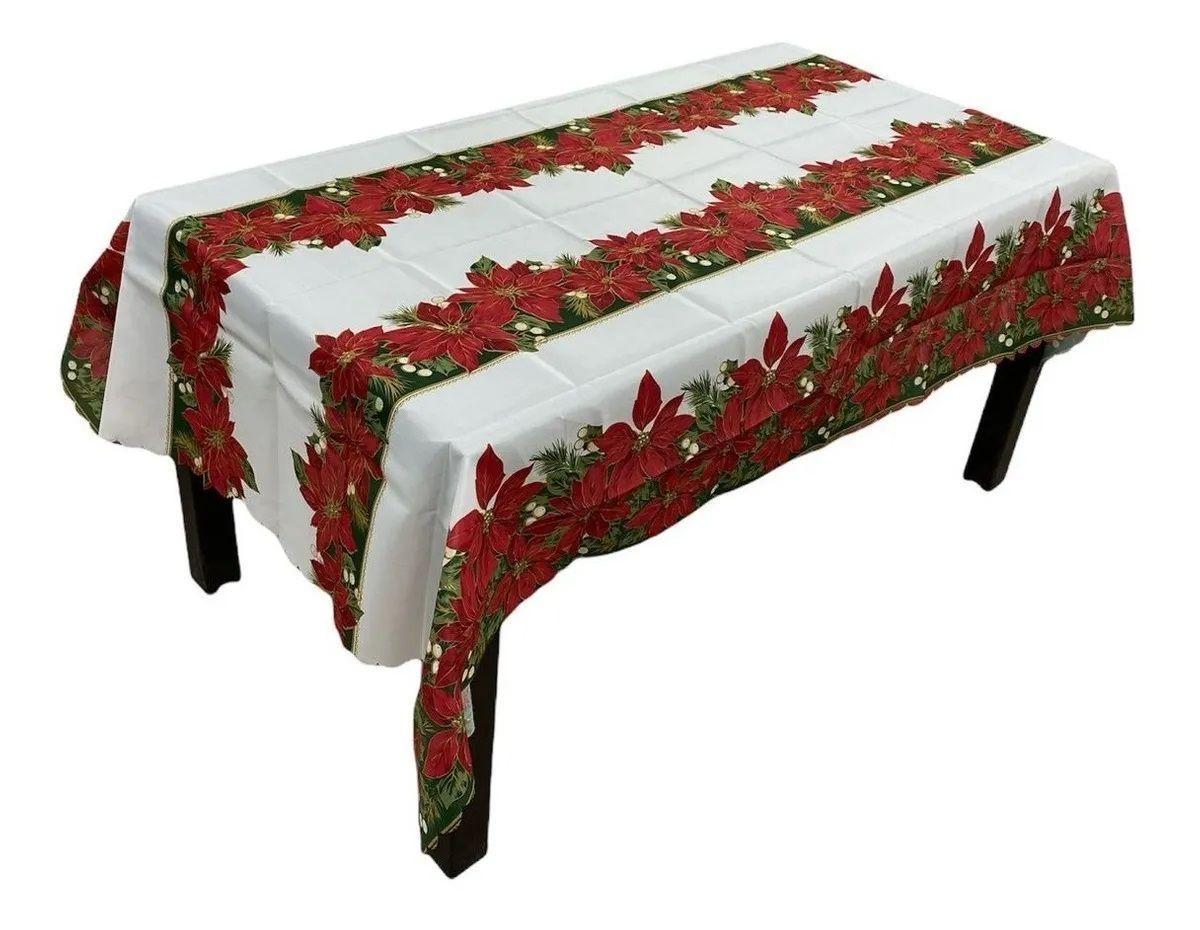 Manteles Mesa Rectangular Mantel Navidad Cosas De Navidad 2 Tiras Flores -0