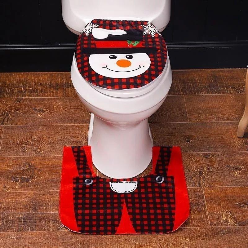 Fundas De Navidad Set Juego De Baño Decoracion Navideña 2pzs Muñeco de Nieve-2
