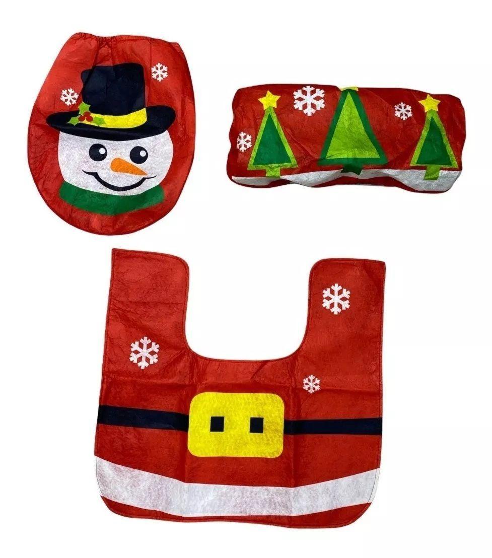 Set Fundas Baño Decoracion Cosas De Navidad Viejito Pascuero Muñeco Nieve-2