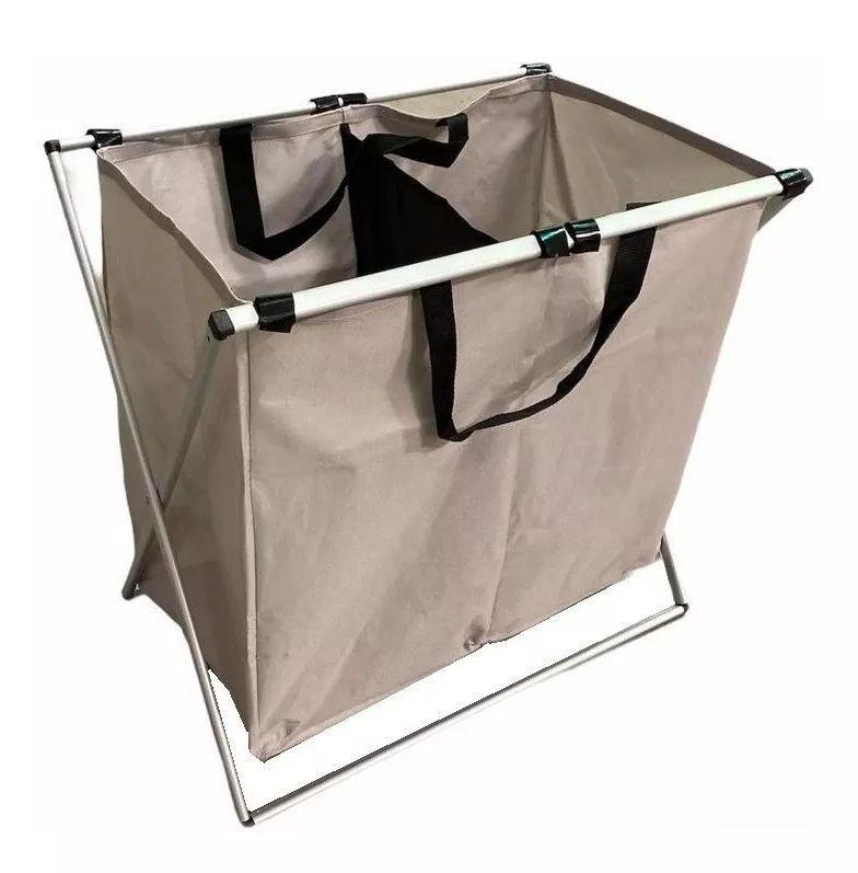 Canasto Ropa Plegable Doble Cesto Ropa Sucia Cesta 1235 Gris Claro-0