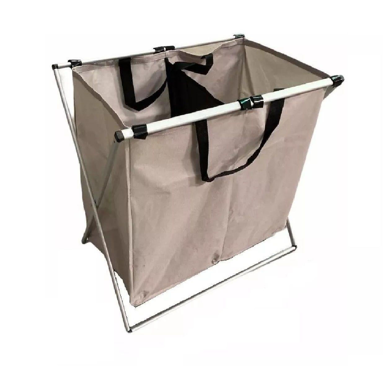 Canasto Ropa Plegable Doble Cesto Ropa Sucia Cesta 1235 Gris Claro-2