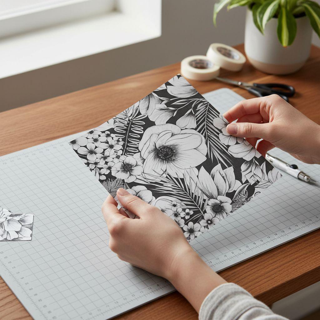 Papel Deluxe Negro y Blanco Botanicals Cricut-1