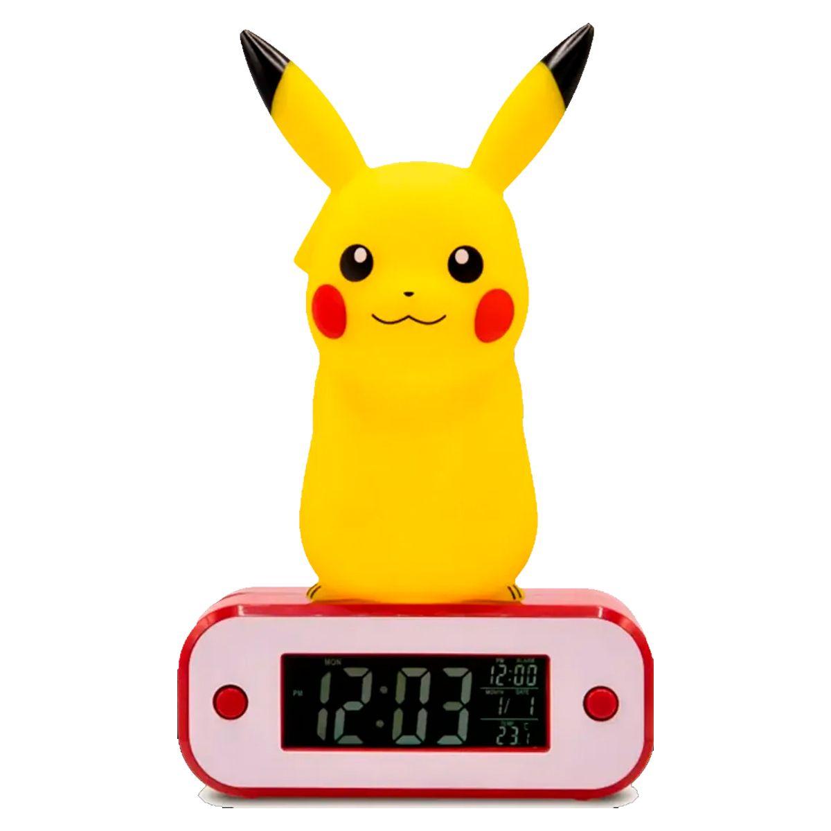 LUZ PORTATIL CON RELOJ DESPERTADOR DE PIKACHU-0