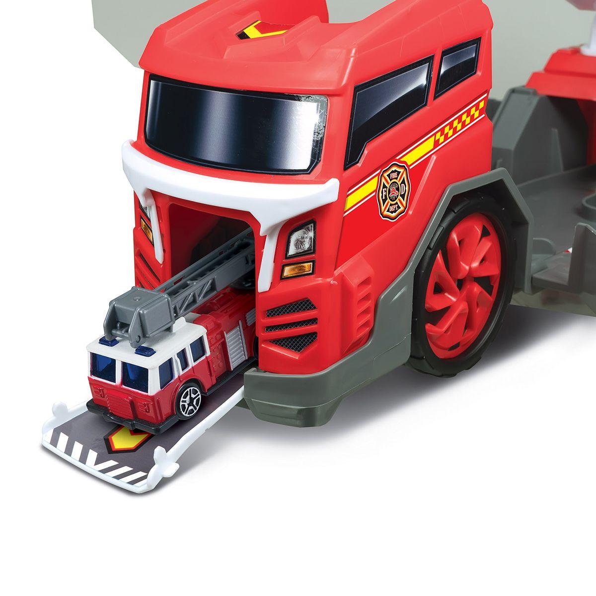 VEHICULOS MINIATURA SET DE BOMBEROS CON CAMION DE RESCATE-4